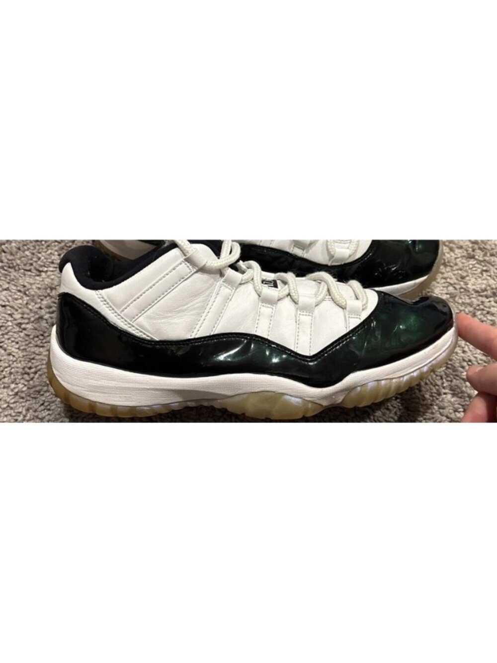Air Jordan 11 Retro Low White/Black Emerald Rise 528895 145z Size 11